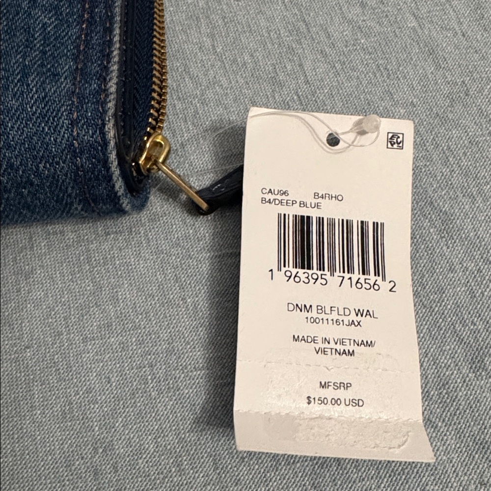 Coach Denim Billfold Zip Wallet with Gold 'C' Gold tone - Picture 6 of 6